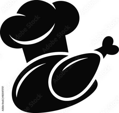 Silhouette of a chef preparing a cooked chicken meal