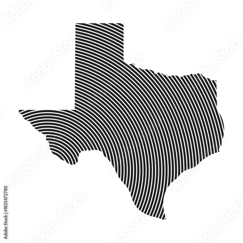 Texas map icon. Spiral lines country map - vector illustrations.