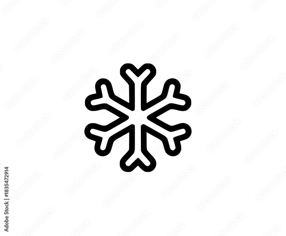 Fototapeta premium Pure elegance: monochrome snowflake design | Clean, isolated vector art for creative projects.