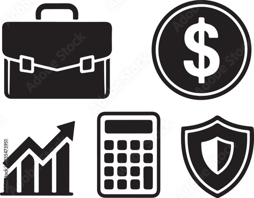Business and finance icons investment growth security and accounting