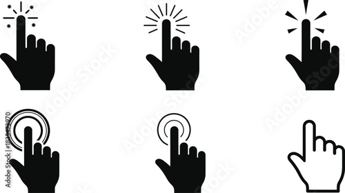 Hand cursor click icons set vector illustration design