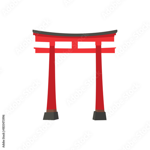 A torii gate marks the entrance to a sacred space, separating it from the everyday world. This vector single, flat icon captures the essence of Shintoism in a simple and modern style—perfect for clean