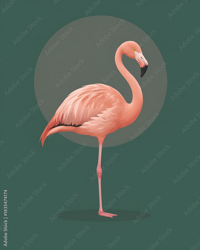 Fototapeta premium Pink Flamingo Standing in Soft Natural Lighting