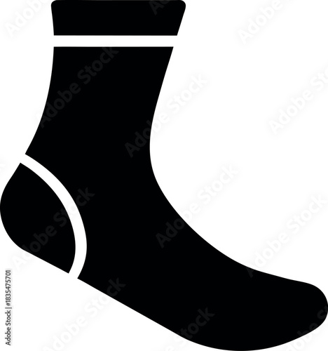 Ankle Sock Silhouette Icon in Side Profile for Fashion Footwear and Apparel Labeling