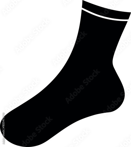Black Sock Silhouette with White Cuff for Fashion Laundry and Apparel Design Concepts