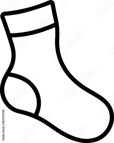 Minimalist Black and White Sock Outline Illustration for Fashion and Laundry Concepts