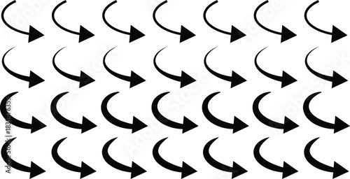 Collection of Black Curved Right Arrow Symbols