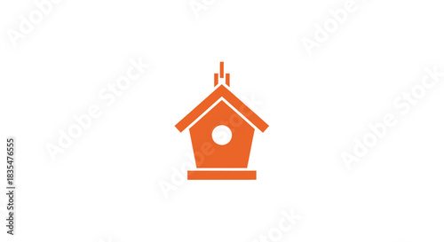 Birdhouse icon, orange, minimal