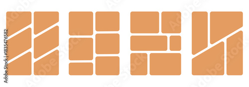 6 photo collage mockup frame .Image collage layout template set. Photo album or memory wall idea for bbanner, poster, mockup, flyer, brochure. Vector illustrauion