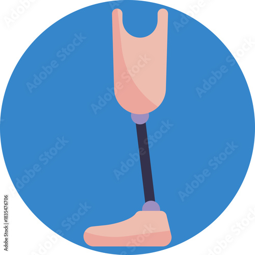 An outline of a prosthetic leg designed to represent mobility support for amputees.