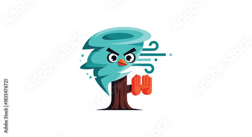 Angry blue tornado creature with hands
