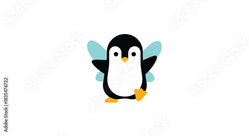 Cartoon penguin with fairy wings