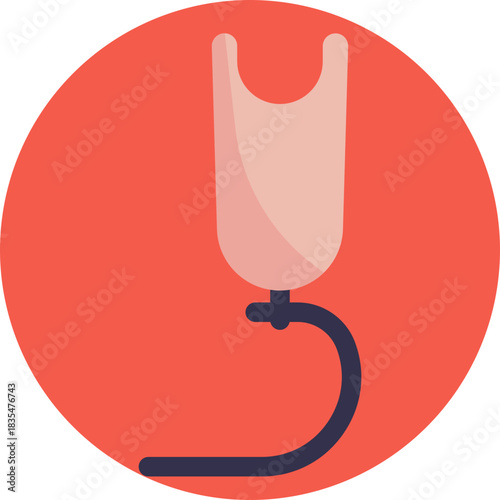 A simplified artificial leg showing a mechanical lower limb attached below the knee.