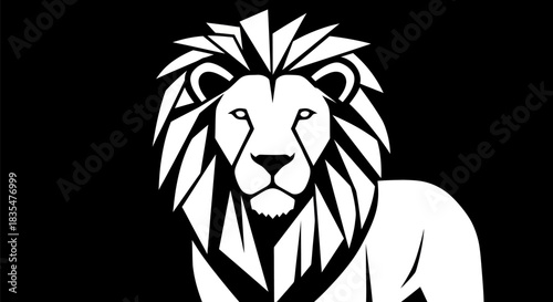 Geometric Lion Illustration - A Striking Emblem of Strength and Majesty.