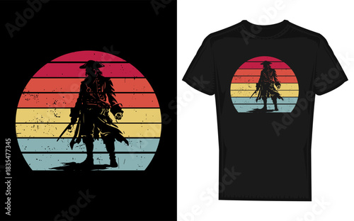 Vintage pirate ship silhouette isolated on transparent background for retro nautical gifts