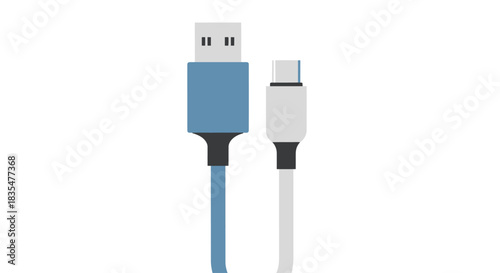 A blue USB-A to USB-C cable illustration