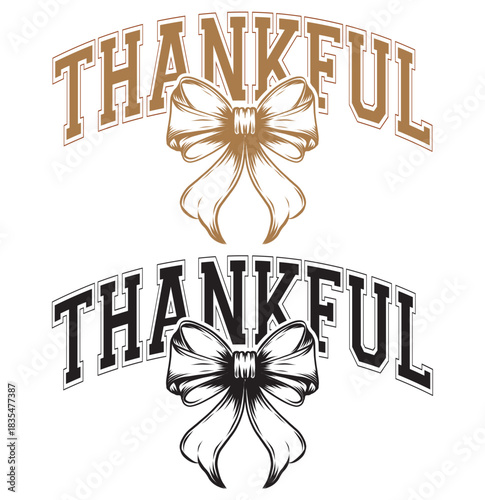 Thankful coquette bow cozy season thanksgiving day silhouette isolated on transparent background