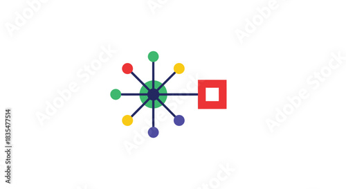 Colorful network icon with a central node