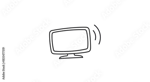 Hand-drawn television set with signal waves emanating from the side.