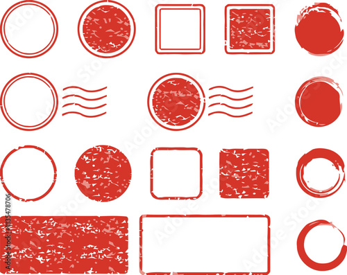 stamp, seal, grunge, red, texture, distressed, vintage, circular, square, rectangular, oval, postage, mark, design element, graphic, illustration, abstract, background, paper, retro, imprint, shape
