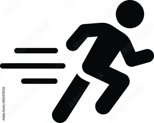 runner, running, person, athlete, sport, fitness, motion, speed, action, silhouette, icon, symbol, graphic, design, black, white, isolated, simple, clean, fast, movement, exercise, race