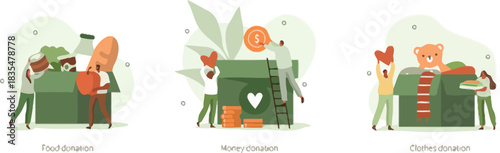 drive, giving, donation, (57), care, design, vector, miscellaneous, concepts, clothes, contribution, illustration, category:, sharing, helping, into, aid, showing, charity