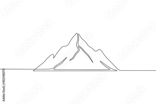 Mountain peak landscape continuous one  line art  abstract
