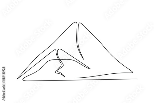 Mountain peak landscape continuous one  line art  abstract