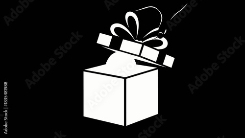 Opened gift box with radiant light and bow, offering surprise and celebration isolated on white background, Vector