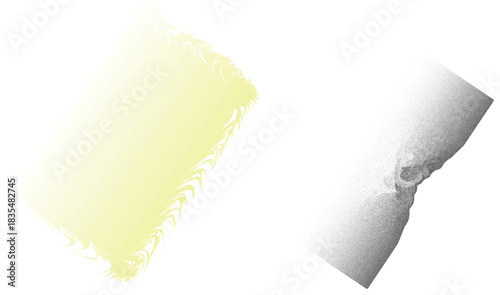 Closeup of a blank white abstract torn paper texture with a green grunge background