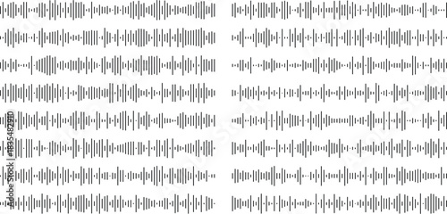 Abstract Audio Waveform Equalizer Background for Music and Sound Design,Set of voice message equalizer. Voice sound line with broken lines isolated on white background. Vortex, sonar wave, soundwave,