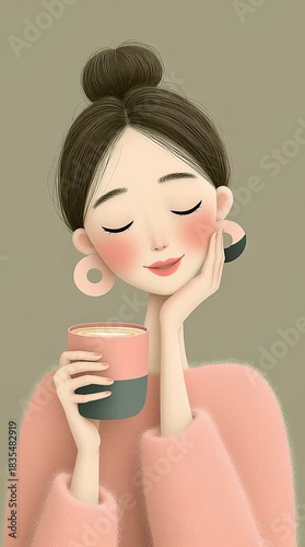 girl is drinking coffee