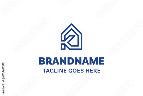 Letter K Home Line Logo, symbolizing shelter, stability, and simplicity