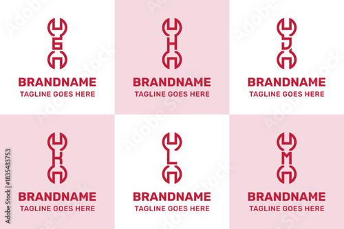 Letter G H J K L M Wrench Modern Logo Set, symbolizing precision, repair, and modern craftsmanship