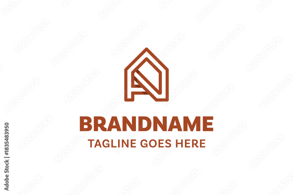Fototapeta premium Letter A Home Line Logo, symbolizing shelter, stability, and simplicity