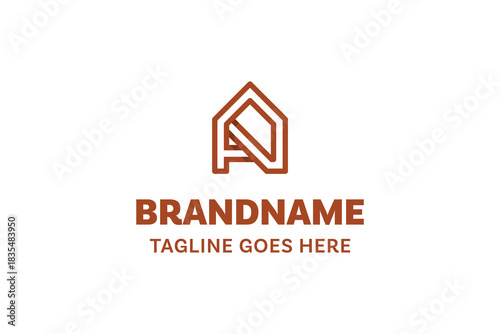 Letter A Home Line Logo, symbolizing shelter, stability, and simplicity