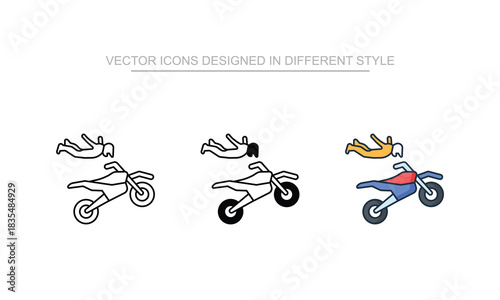 Motocross vector icon stock isolated on white sheet