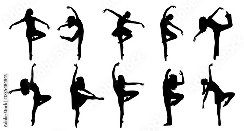 Elegant Ballet Dancer Silhouettes Dynamic Poses Showcasing Graceful Movement and Artistic Expression