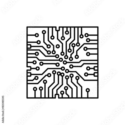 Electronic Circuit Board Schematic with Microprocessor and Integrated Circuits Technical Blueprint
