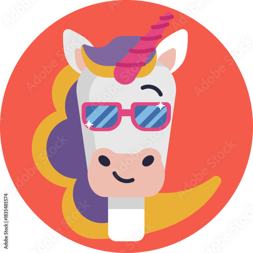 A whimsical unicorn with a flowing mane and horn.