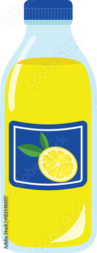 Bottle of Bright Yellow Lemon or Lime Juice