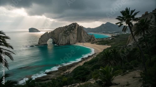 aerial timelapse of el arco cabo san lucas mexico video