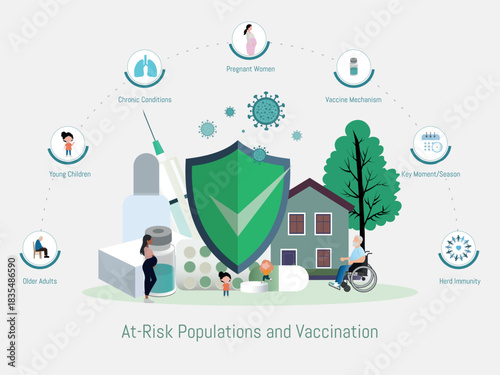 At risk populations and disease vaccination infographic presenting concepts