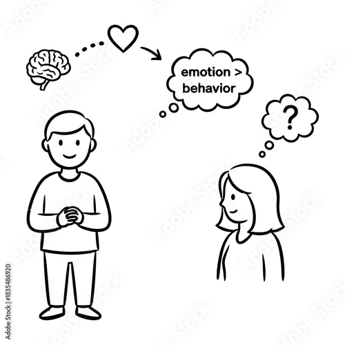 Hand-Drawn Illustration of Emotional Processing and Interpersonal Perception