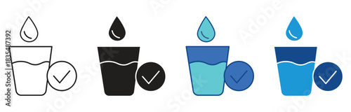 Safe Drinking Water icon set multiple style collection ,Vector illustration.