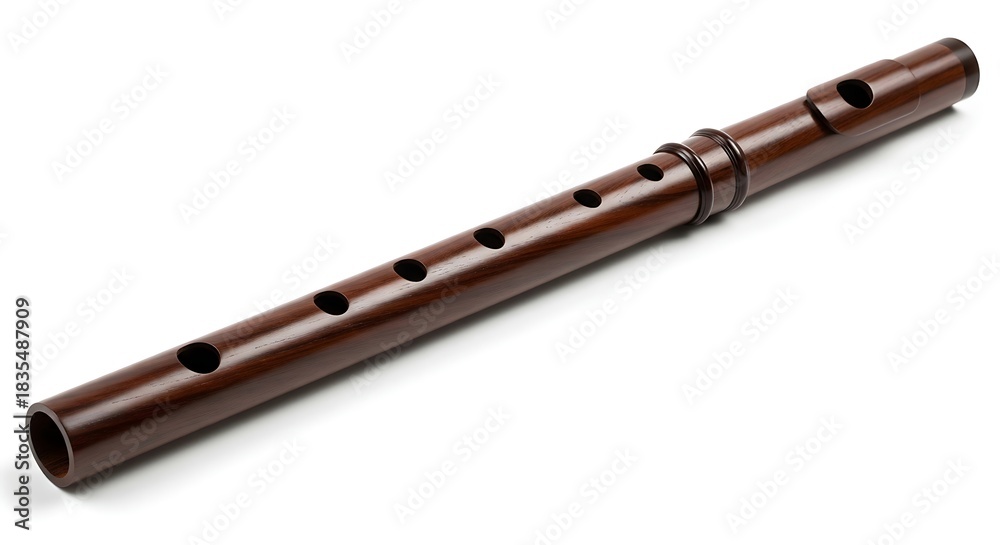 Naklejka premium Explore the world of music with this brown wooden flute learn to play a new instrument today