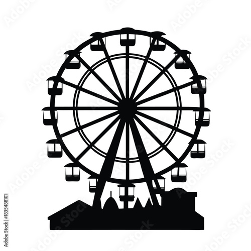 Ferris Wheel Silhouette at Amusement Park