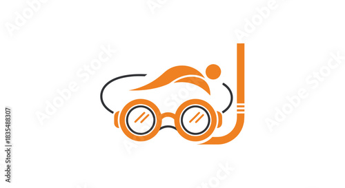 Snorkel gear icon with figure