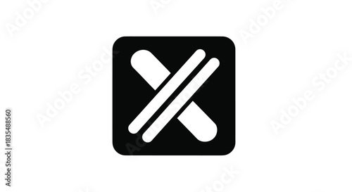 Rounded black square containing white intersecting bars