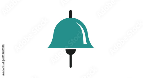 Teal bell with black clapper & top on a white background
